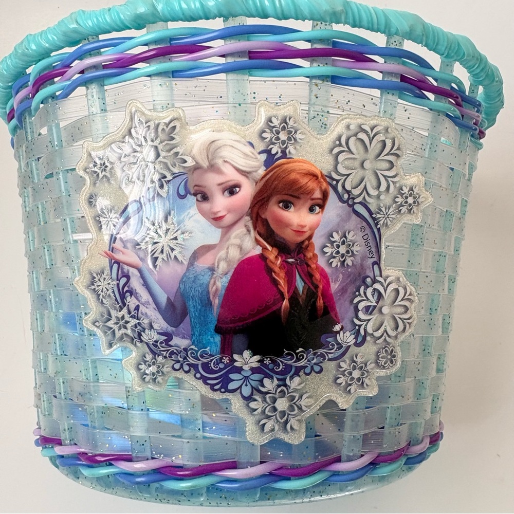 Frozen Themed Kids Bicycle Basket - Blue and Purple